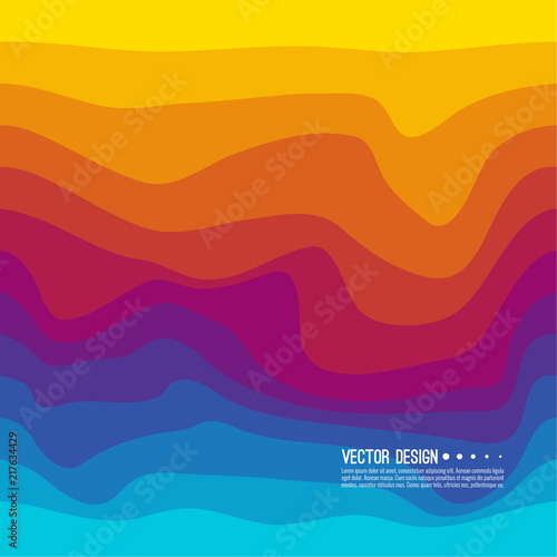 Distorted wave colorful texture. Abstract dynamical rippled surface. Vector stripe deformation background. Transition and gradation of color.