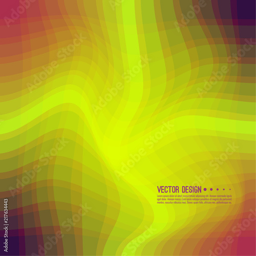 Distorted wave colorful texture. Abstract dynamical rippled surface. Vector stripe deformation background. Transition and gradation of color.