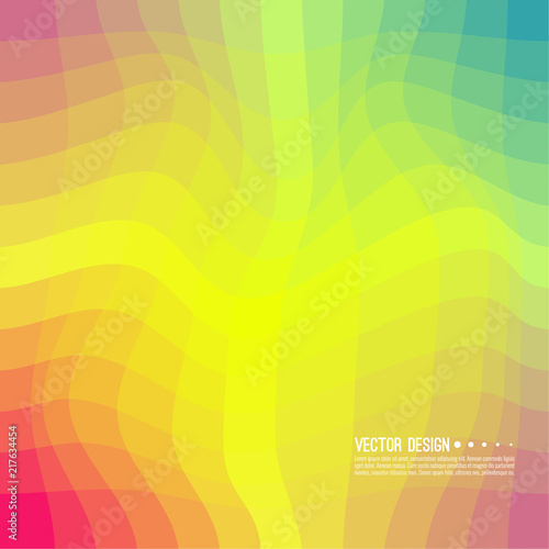Distorted wave colorful texture. Abstract dynamical rippled surface. Vector stripe deformation background. Transition and gradation of color.