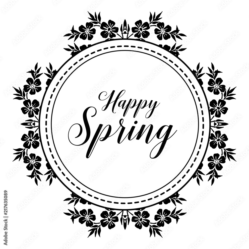 Happy spring card floral hand draw vector illustration