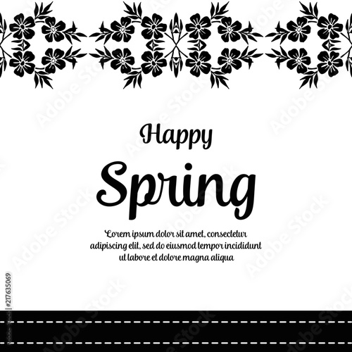 Happy spring card floral hand draw vector illustration