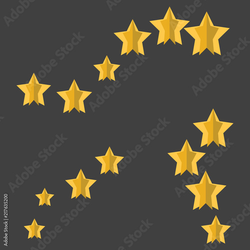 Paper rows of stars in different directions and sizes. Vector illustration for design on a gray background