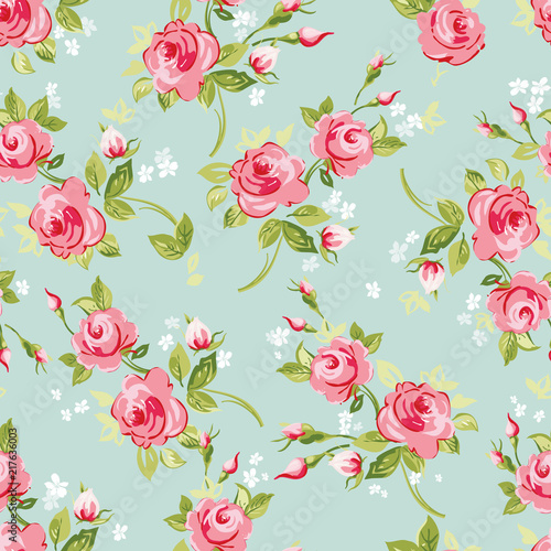 Fototapeta Naklejka Na Ścianę i Meble -  Vector illustration seamless floral roses
