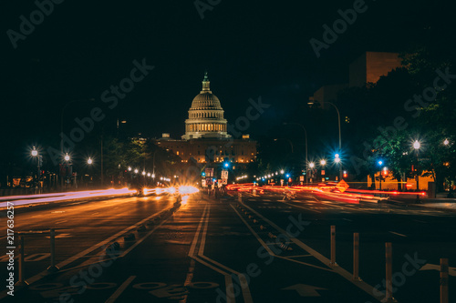 US Capitol night traffic