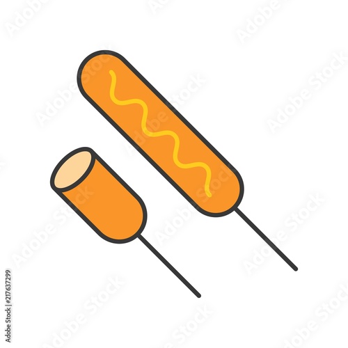 fried sausages sticks, food and gastronomy set, filled outline icon