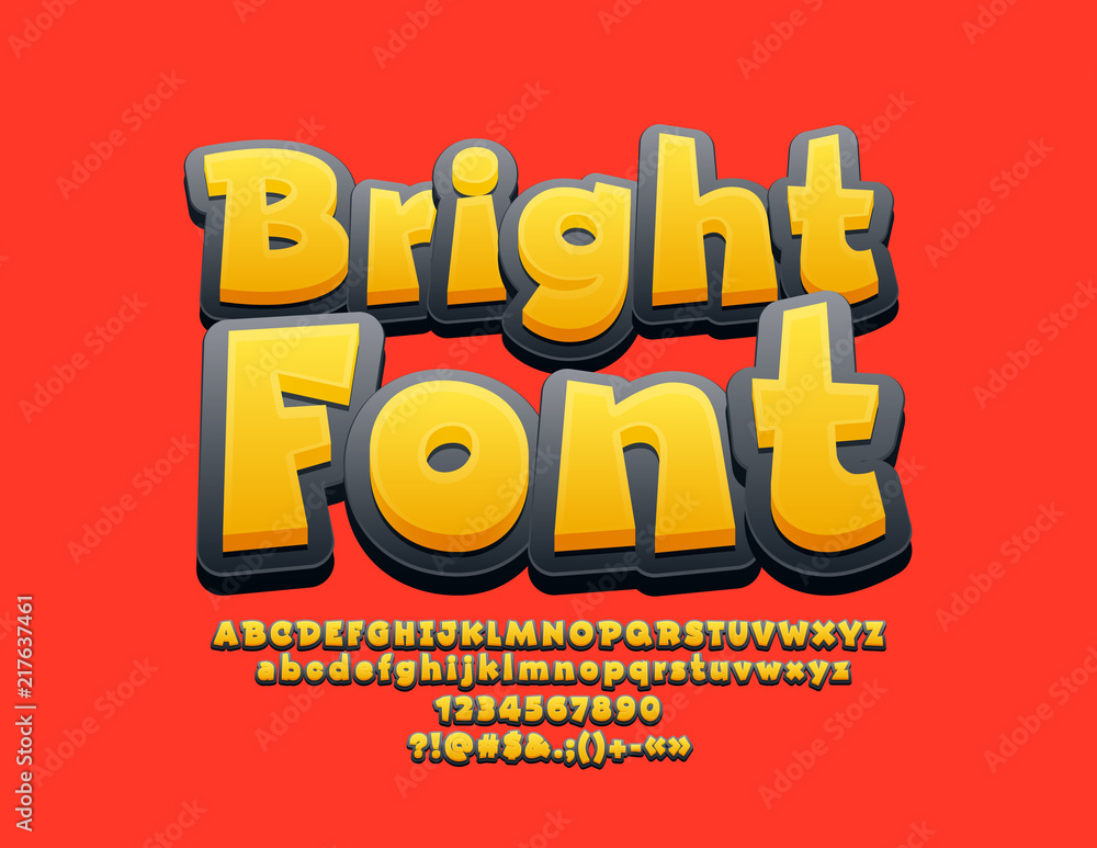 Vector Colorful Alphabet Letters, Numbers and Symbols. Modern Cute Font.