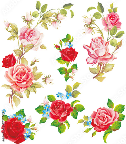 Beautiful isolated flowers on the white background. Set of different beautiful floral design elements. © Aleksey Vl. B.