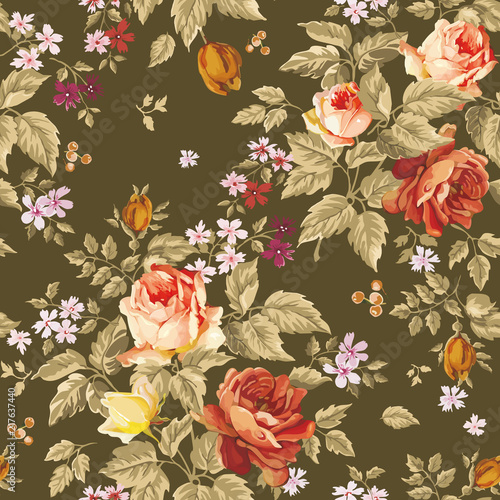 Elegance Colorful texture for decorating pattern. Seamless background with of flowers. Floral vector illustration.