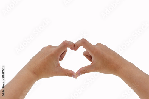 Hands as a hart shape on white background - love concept on white backgrounds  isolated