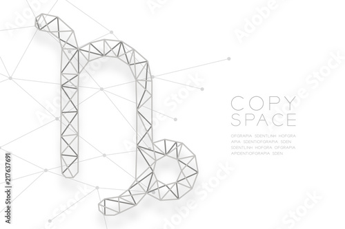 Capricorn Zodiac sign wireframe Polygon silver frame structure, Fortune teller concept design illustration isolated on white background with copy space, vector eps 10