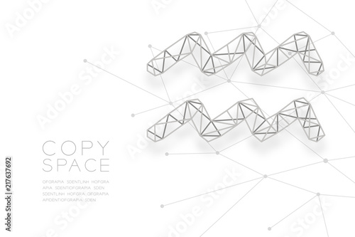 Aquarius Zodiac sign wireframe Polygon silver frame structure, Fortune teller concept design illustration isolated on white background with copy space, vector eps 10
