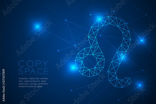Leo Zodiac sign wireframe Polygon frame structure, Fortune teller concept design illustration isolated on blue gradient background with copy space, vector eps 10