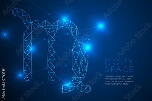 Virgo Zodiac sign wireframe Polygon frame structure, Fortune teller concept design illustration isolated on blue gradient background with copy space, vector eps 10