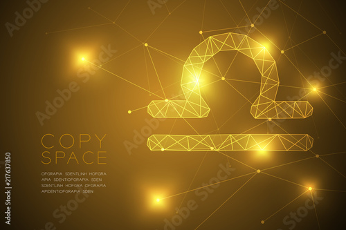 Libra Zodiac sign wireframe Polygon frame structure, Fortune teller concept design illustration isolated on gold gradient background with copy space, vector eps 10