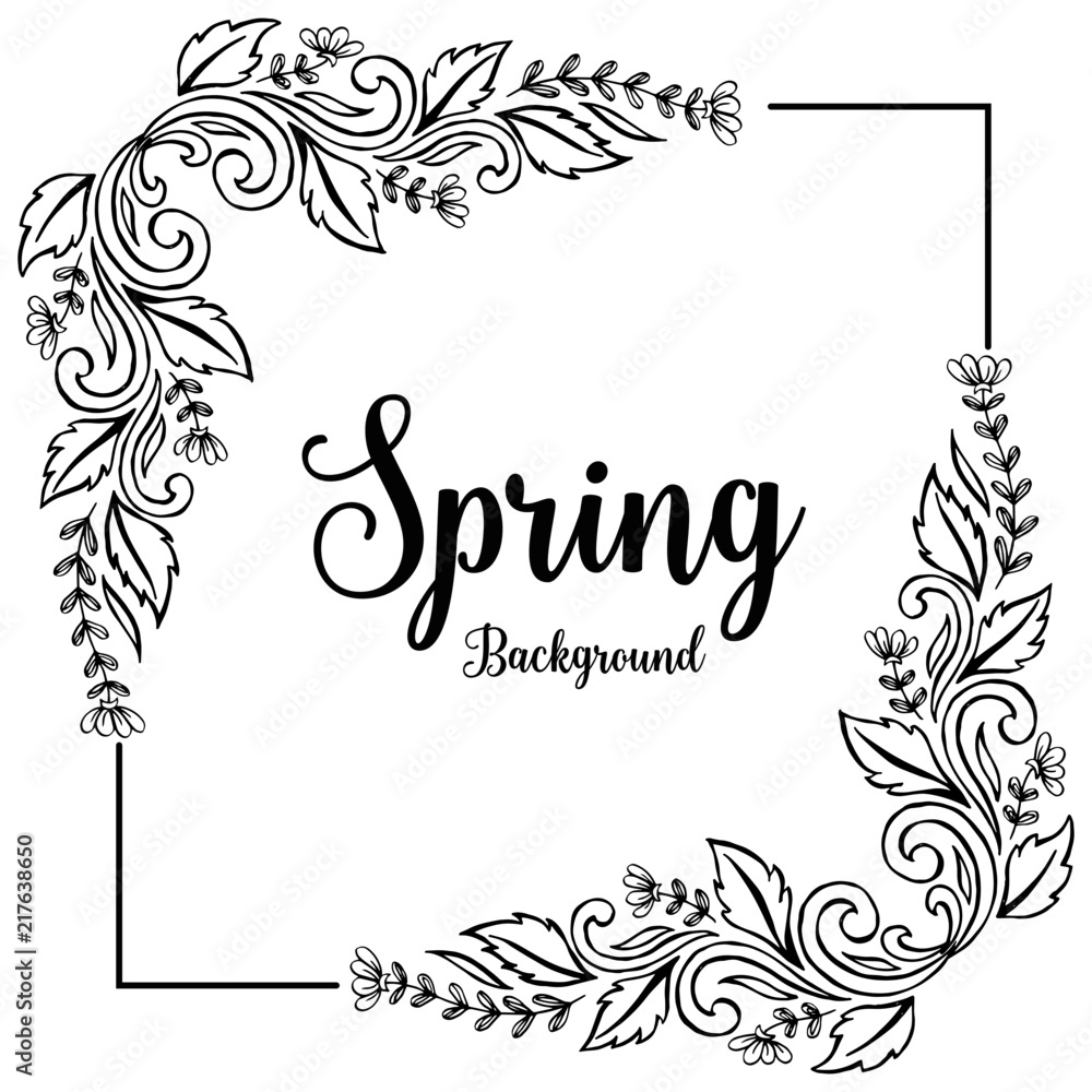 Spring background with floral hand draw vector illustration