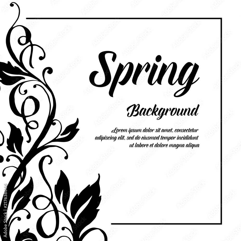 Spring background with floral hand draw vector illustration