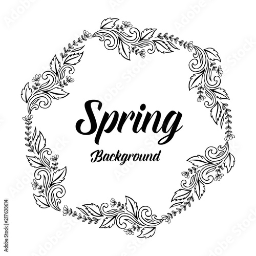 Spring background with floral hand draw vector illustration