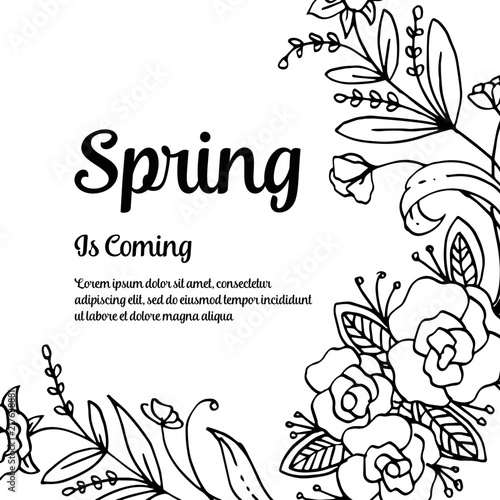 Spring is coming flower hand draw design vector illustration
