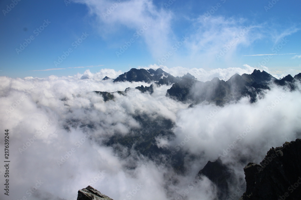 View from top of Rysy peak (2503 m), High Tatras, Slovakia 