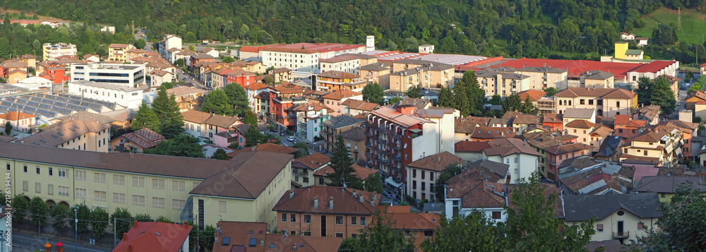 Fiorano al Serio, Bergamo, Italy. Landscape at the village from the top of the hill