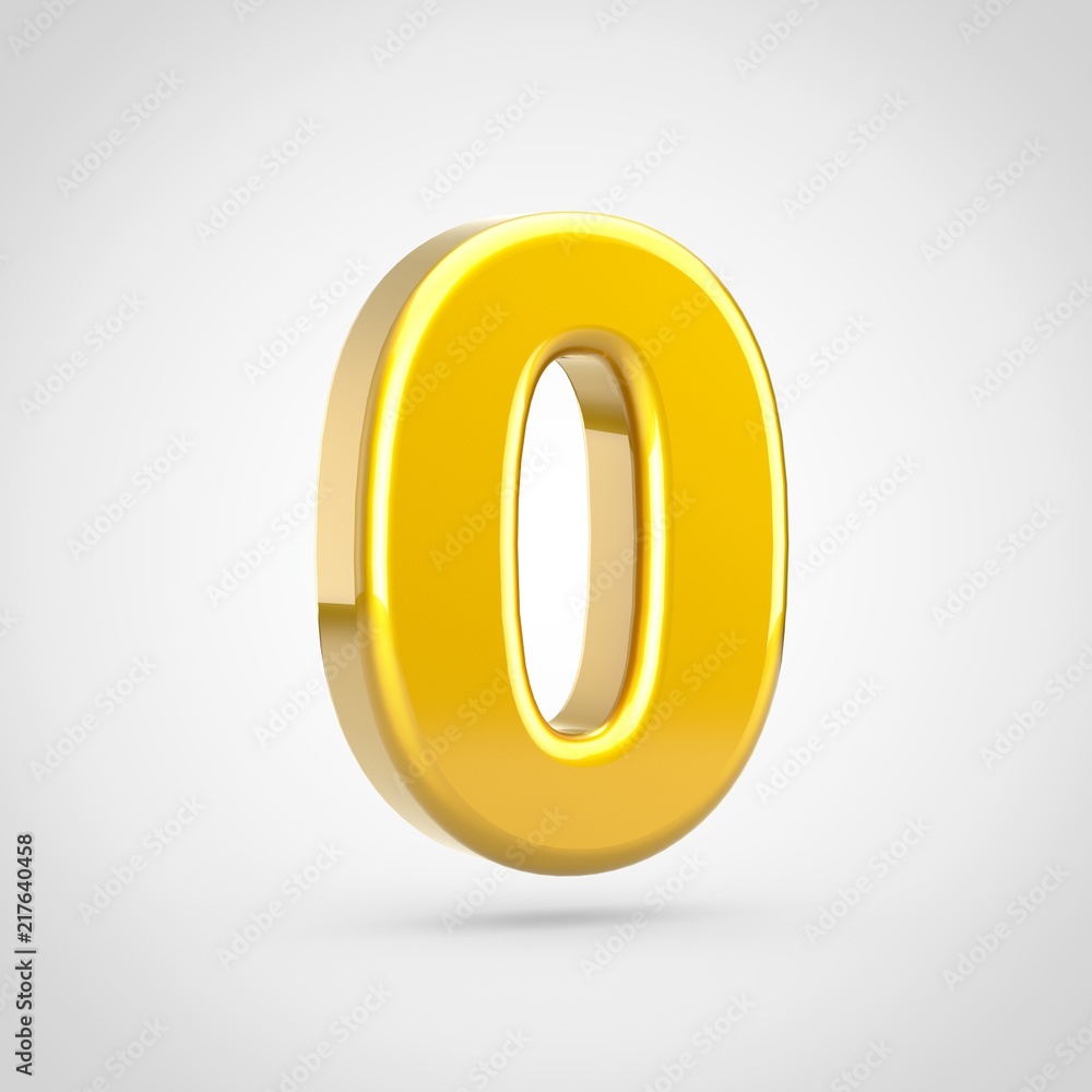 3D Golden number 0 isolated on white background. 3D Golden number 0 isolated on white background.