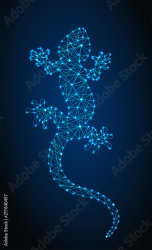Abstract geometry polygonal Lizard. Low poly vector illustration like starry sky