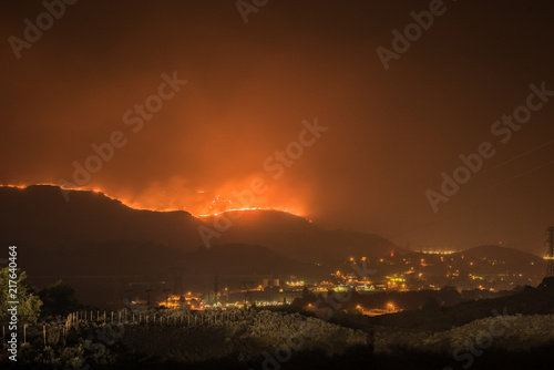 Grass Valley Wild Fire at Night, Grand Coulee Washington
