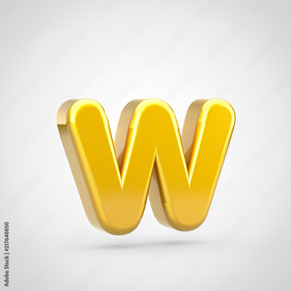 Golden letter W lowercase isolated on white background. Golden letter W lowercase isolated on white background.