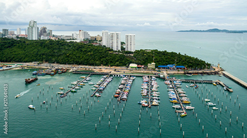 Topview Marine station Luxury yachts and private boats seaport in Marine station complex   Pattaya City Chonburi province on 2017   landscape Thailand