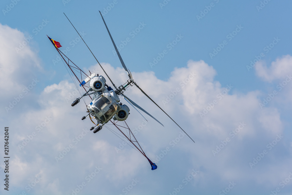 A Chopper Executing a Beautiful Move at the Romanian Airshow