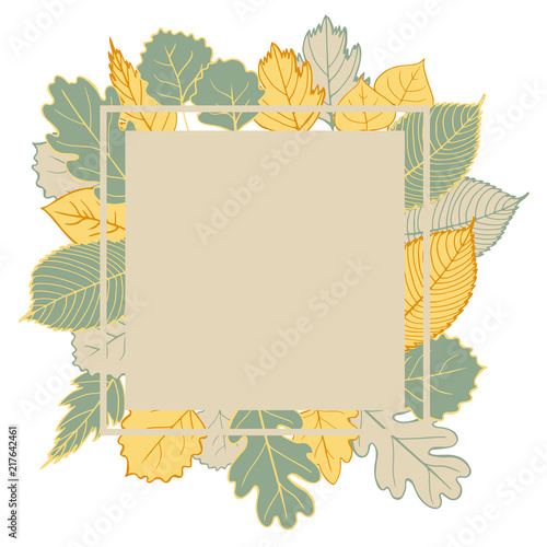 Vector frame with hand-drawn autumn leaves. Vector sketch  illustration.