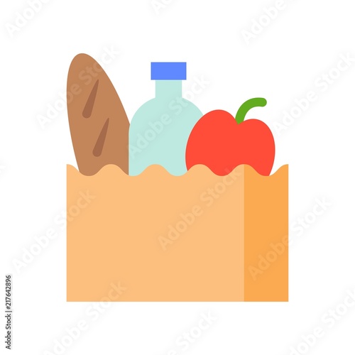 grocery bag, food and gastronomy set, flat icon