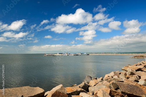 The Hulun lake of hulunbuir pasture land landscape. photo