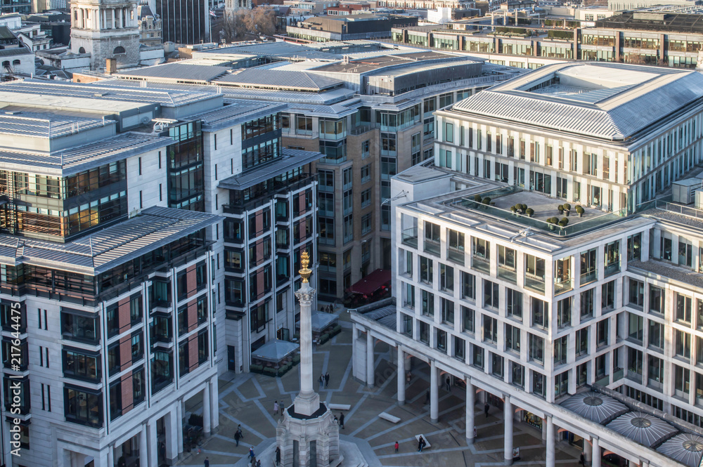 Aerial View of Paternoster Square in London as viewed from St Paul's Cathedral
