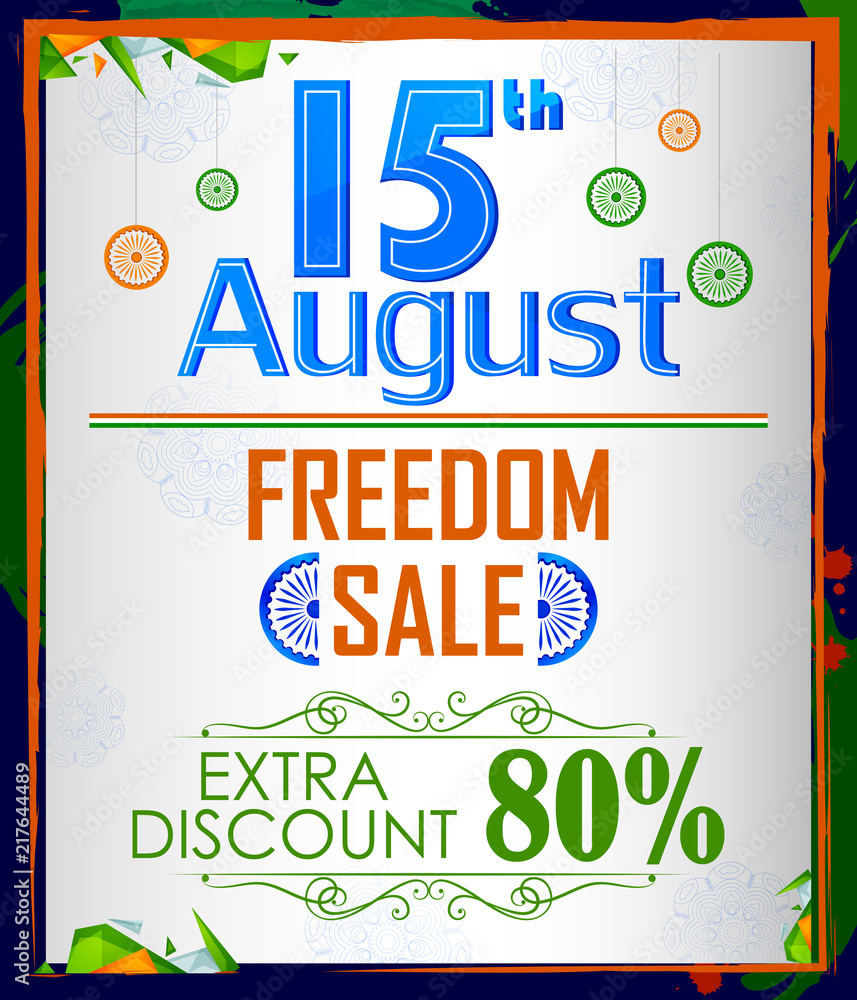 Obraz premium 15th August, Happy Independence Day of India shopping sale and promotion advertisement background