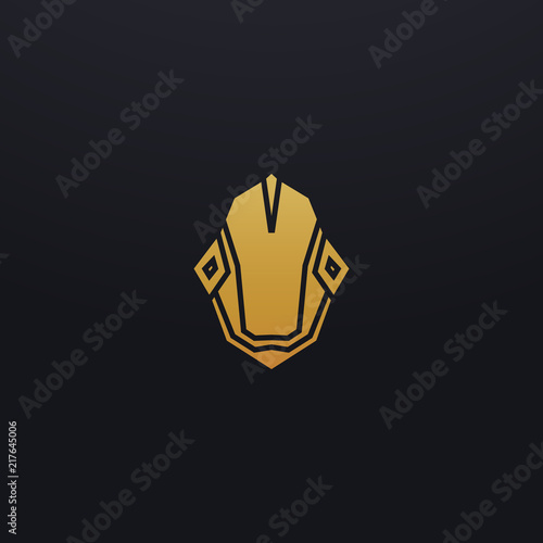 Stylized chameleon head icon illustration. Vector glyph, lizard reptile animal design with golden color