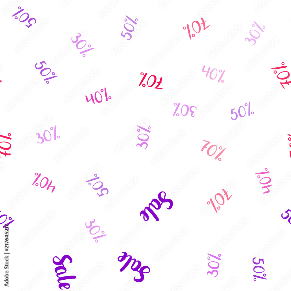 Light Pink, Blue vector seamless background with 30, 40, 50, 70 % signs of sales. Light Pink, Blue vector seamless background with 30, 40, 50, 70 % signs of sales.