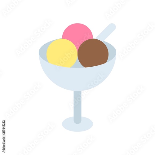 ice cream in bowl, food and gastronomy set, flat icon