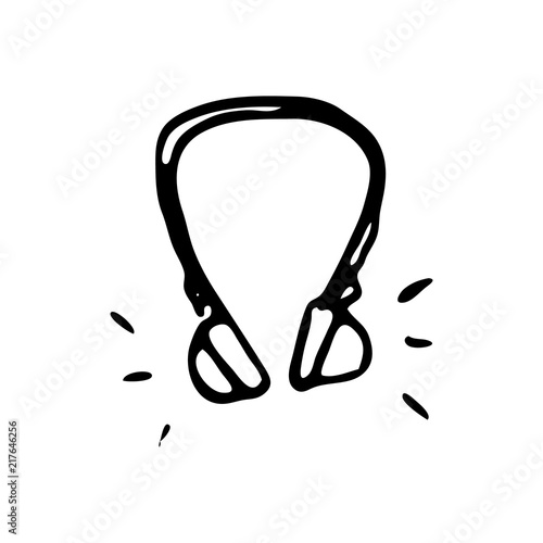 Hand Drawn headphones doodle. Sketch style icon. Decoration element. Isolated on white background. Flat design. Vector illustration photo