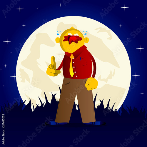Yellow man pointing at the viewer with his hand. Vector cartoon illustration.