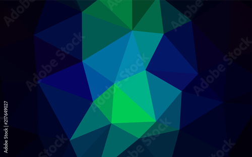 Dark Blue, Green vector polygon abstract backdrop.