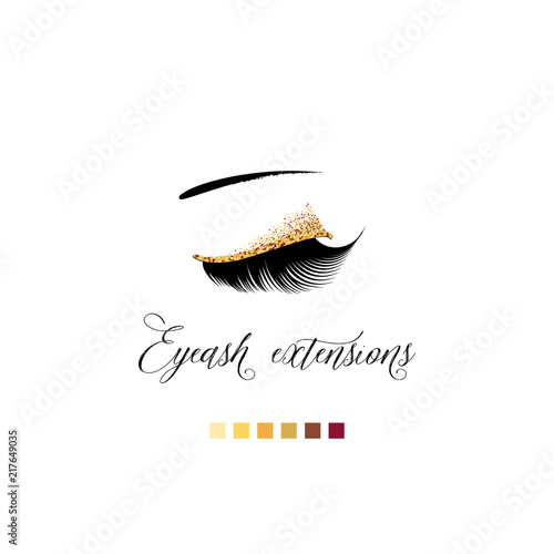 Eyelash extension banner. Template for Makeup and cosmetic procedures. Web element for social networks or badge for corporate identity