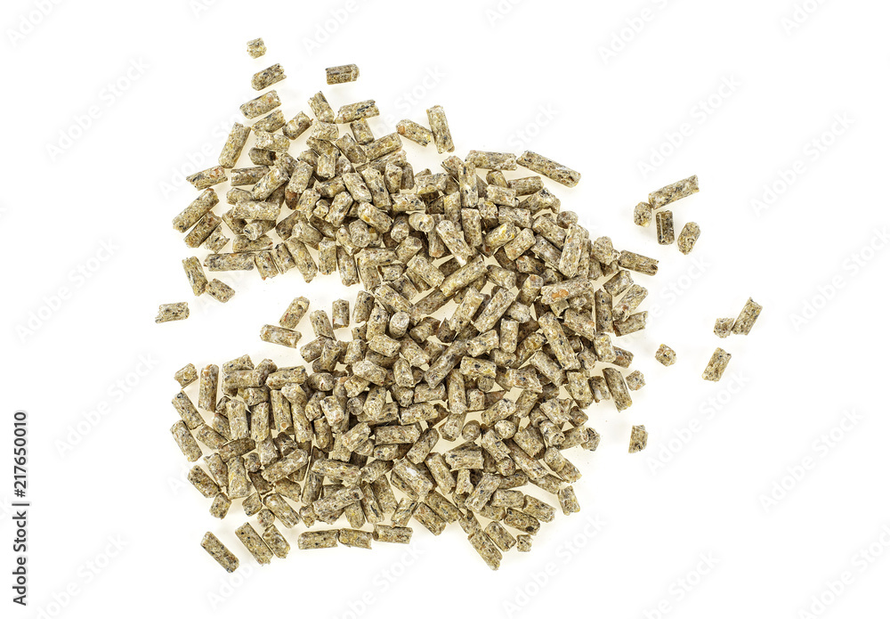 Pile of compound feed pellets isolated on white background Pile of compound feed pellets isolated on white background