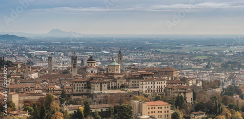 View over the Town of Bergamo near Milan and the surrounding Lombardi countryside