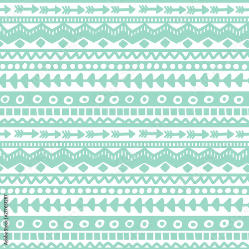 Seamless blue and white geometric background. Ethnic hand drawn pattern for wallpaper, cloth, cover, textile