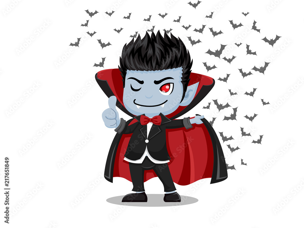 Halloween Cartoon. Dracula Vampire and flying bats isolated on white background . Vector illustration. Halloween Cartoon. Dracula Vampire and flying bats isolated on white background . Vector illustration.