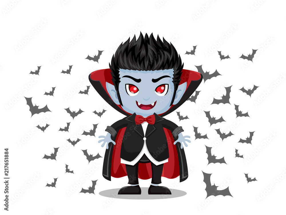 Cute Cartoon Vampire Dracula Vector Illustration Stock Vector