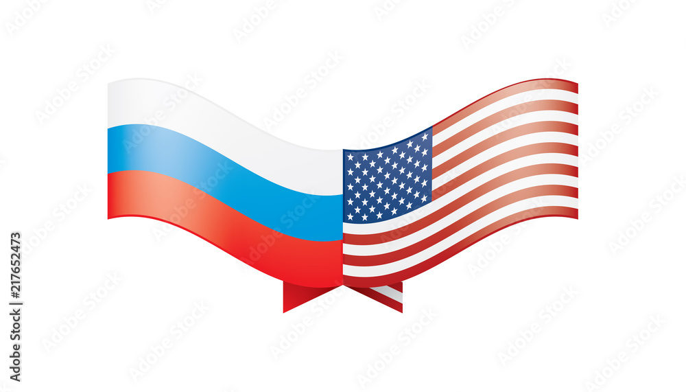 Russia and USA national flags. Vector illustration. Russia and USA national flags. Vector illustration.