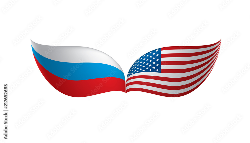 Russia and USA national flags. Vector illustration. Russia and USA national flags. Vector illustration.