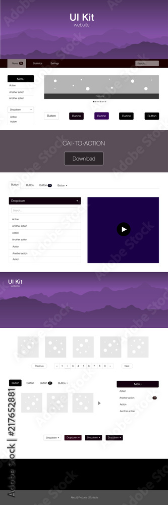 Dark Pink, Red vector ui kit with landscape. Dark Pink, Red vector ui kit with landscape.